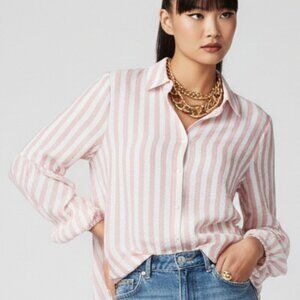Chico's Pink and White Striped Button Down Shirt
